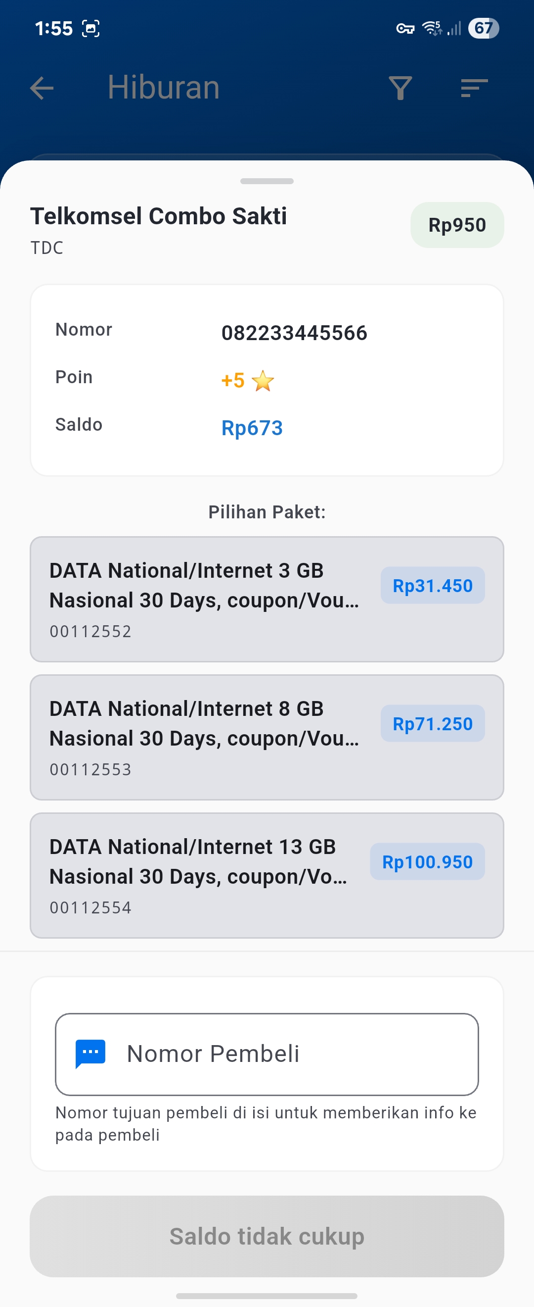 Transaksi Combo Sakti